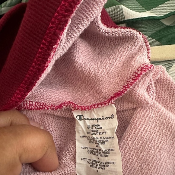 Champion Red and White Crop Hoodie Long Sleeve - Picture 4 of 4